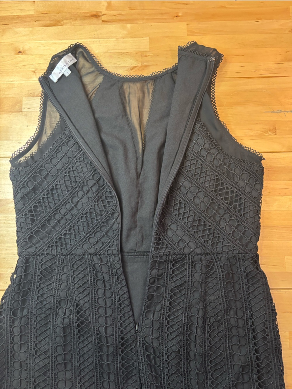 Adelyn Rae Black Sleeveless Lace A-Line Mini Dress - Picture 6 of 14
